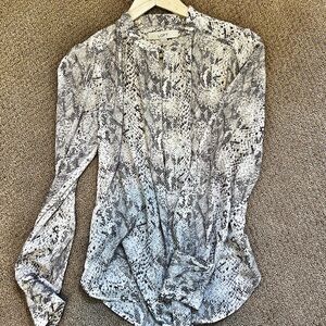 LOFT Monochrome Snake Print Button Down Shirt